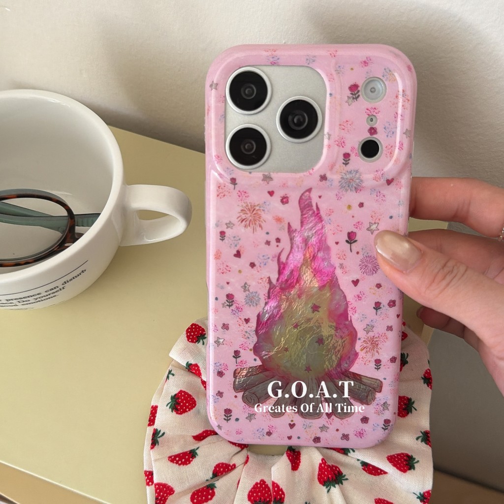 G.O.A.T Vỏ lửa hồng Tương thích cho iPhone 17 pro max iPhone 17 16 15 14 pro max Vỏ bảo vệ mặt sau c