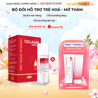  Combo Dưỡng Trắng & Săn Chắc Ngăn Lão Hóa Sắc NGọc Khang   Serum vitamin C 30ml + Nước Uống Collagen Dipeptide 15 Túi  