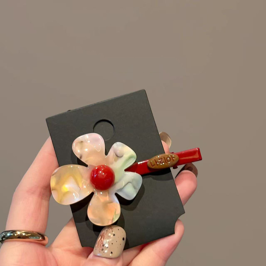 Kẹp tóc hoa Acetate Hàn Quốc - Kẹp tóc hoa Iridescent Blooms & Duckbill Design acetate, phụ kiện tóc