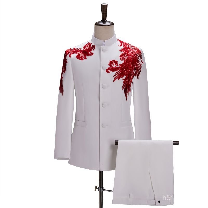 Trang phục biểu diễn hợp xướng nam giới, bộ vest Trung Sơn đính kim sa dành cho thanh thiếu niên, tr