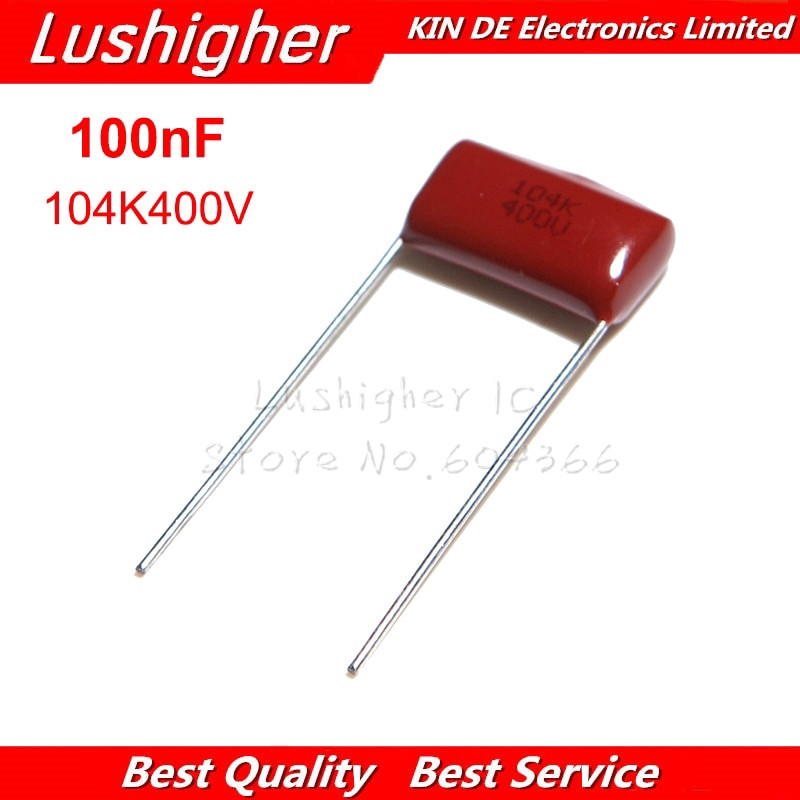 10 Chiếc 104K400V 104J 0.1 UF 100NF CBB Sân 15mm 400V 104 104K CBB Tụ Điện Phim Polypropylen