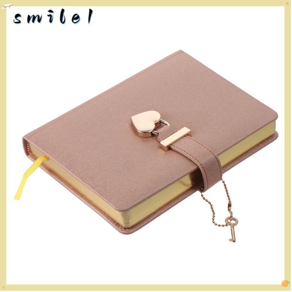 Nhật ký SMILE, với Key B6 Notebook, Văn phòng phẩm Khóa hình trái tim Bao da PU Bí mật Notebook Home