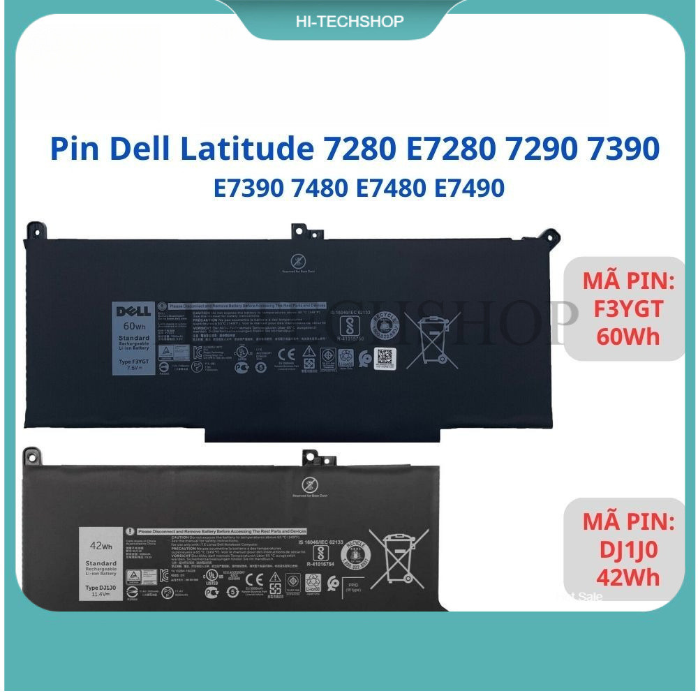⭐⭐[ZIN] Pin Dell Latitude 7280 E7280 7290 7390 E7390 7480 E7480, F3YGT, DJ1J0 - Pin Dell 7280 60W, P