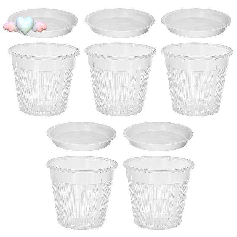 Gói 5 chậu hoa lan trong suốt, chậu hoa lan thoáng khí 14cm, chậu cây trong suốt có lỗ thoát nước và