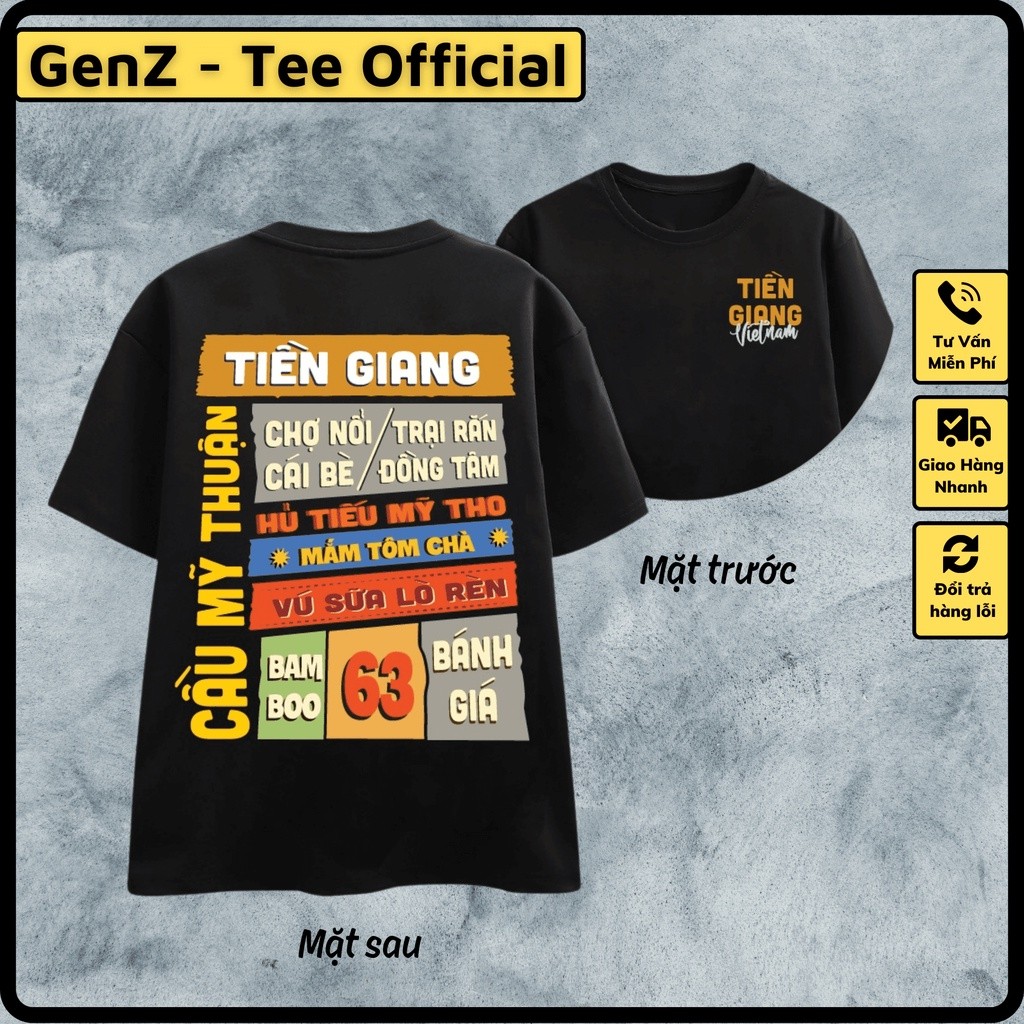 Áo Thun Local Brand Tỉnh Tiền Giang, Áo 63 Tỉnh Thành Nam Nữ Form Rộng Unisex Genz Cá Tính