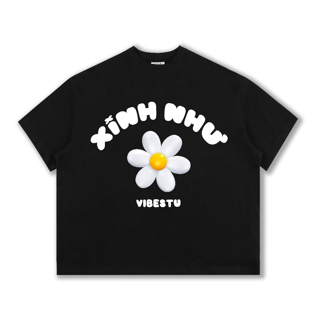 Áo Thun Local Brand " Xinh Như Hoa ", Áo Thun Boxy Form Rộng Unisex 250Gsm 100% Cotton VIBESTU | BigBuy360 - bigbuy360.vn