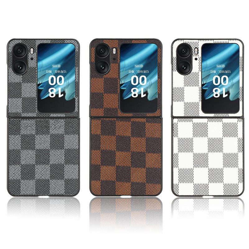 Thích hợp cho Find N3 Flip Phone Case Find N2 Flip Phone Protection Case Check Leather Shell Hợp thờ