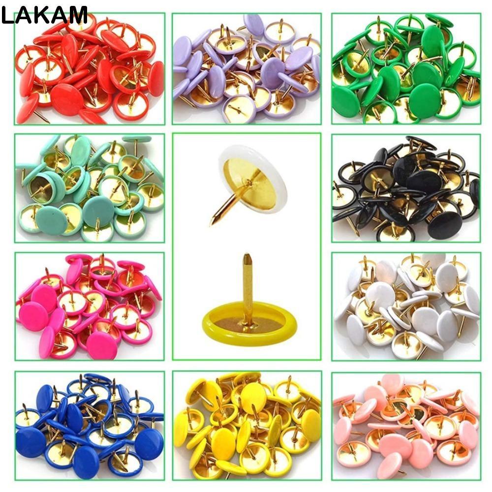 LAKAM 100 Cái Tacks, Tacks Point Bulletin Vẽ Chân đẩy tròn, Đồ dùng văn phòng Bảng thông báo màu kim