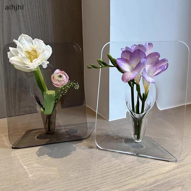 AL Acrylic Photo Frame Vase Flower Holder for Office Home Wedding Decor N