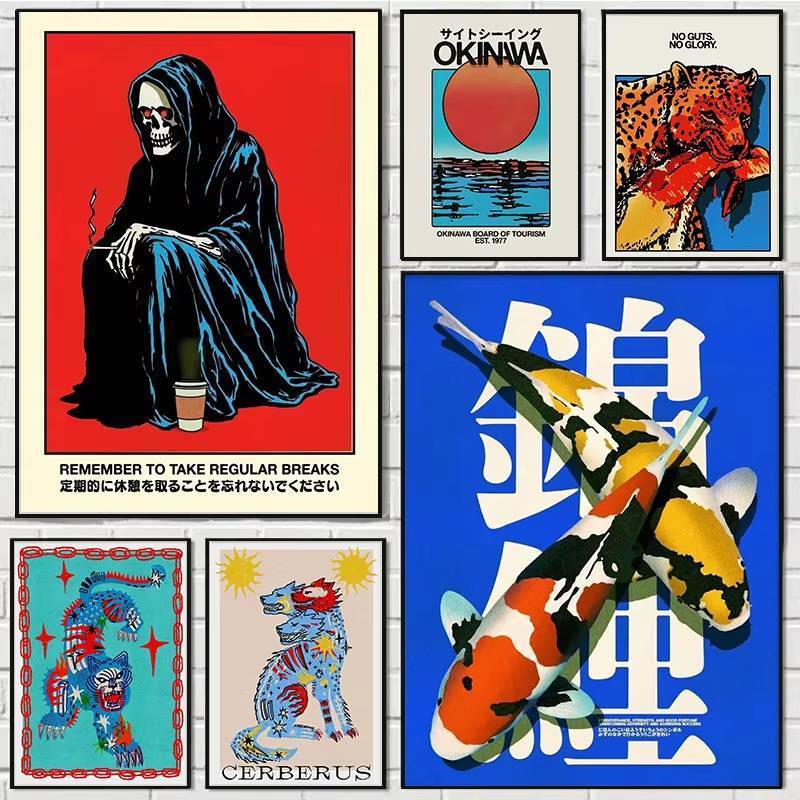 Nhật Bản Okinawa Xanh Du Lịch Liễu Hoàng Hôn Canvas Poster In Hình Ma Hổ Nghệ Thuật Treo Tường Cho P