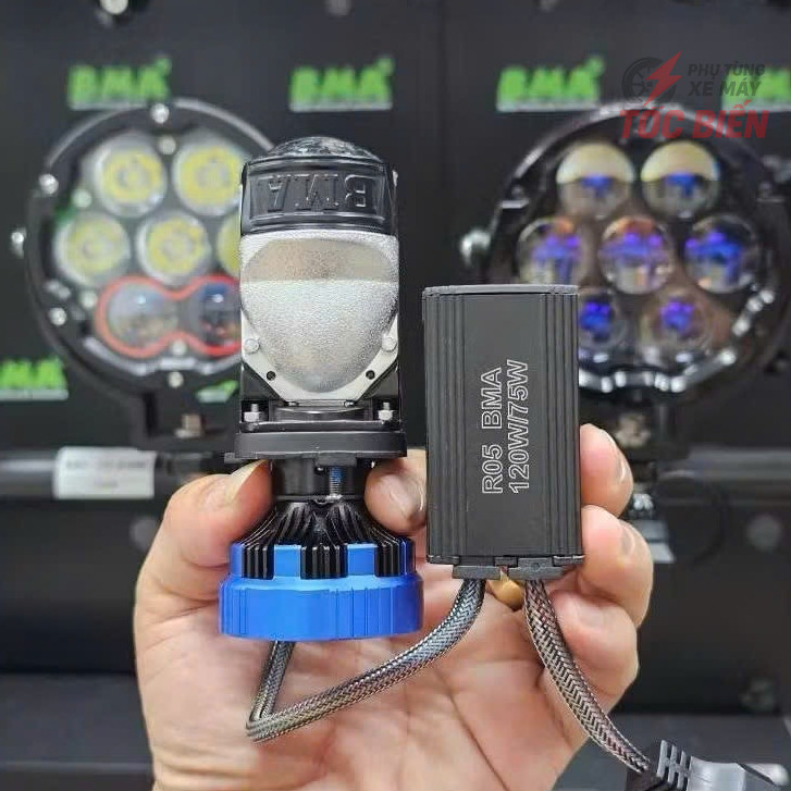 Đèn Pha Led Bi Cầu Mini R05 Công Suất Thực 120W 12V Chính Hãng BMA - 24 Chip Led Gắn Cho Oto,Xe Máy