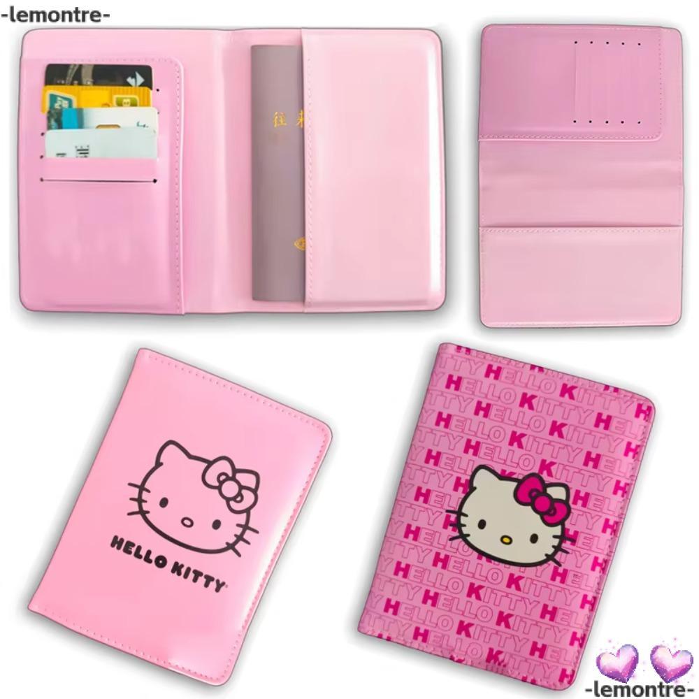 Hộp đựng thẻ tín dụng LEMONTRE, ID Bank Da PU Hello Kitty Passport Cover, Túi đựng danh thiếp hoạt h