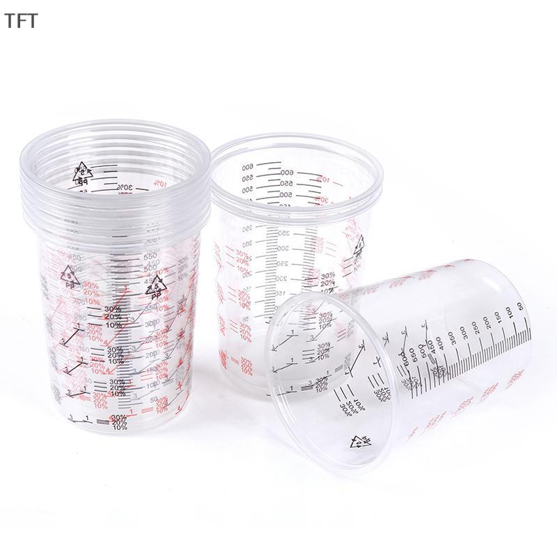 (FTT) 10Pcs 600ml Plastic Paint Mixing Cups Mixing Pot Paint Mixing Calibrated Cup NEW