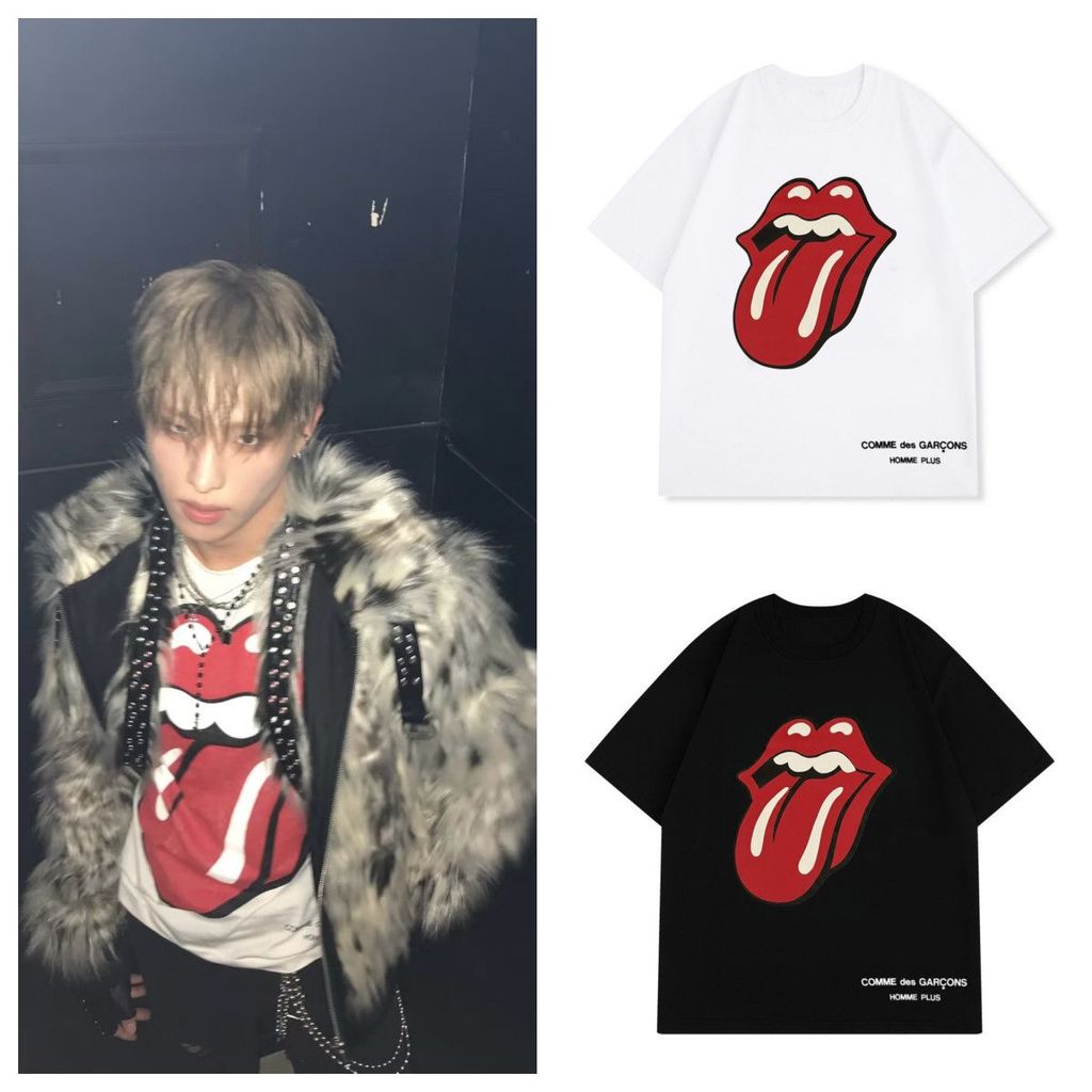 P1Harmony Keeho the Rolling Stones Cổ Tròn Cotton T Tay Ngắn Hàng Đầu Nam / Nữ Cặp Đôi Áo Sơ Mi Ngắn