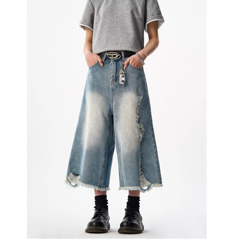 AOKONG Quần Jean Nam Thời Trang Hiện Đại, Thiết Kế Gradation, Seven-Eighth Length