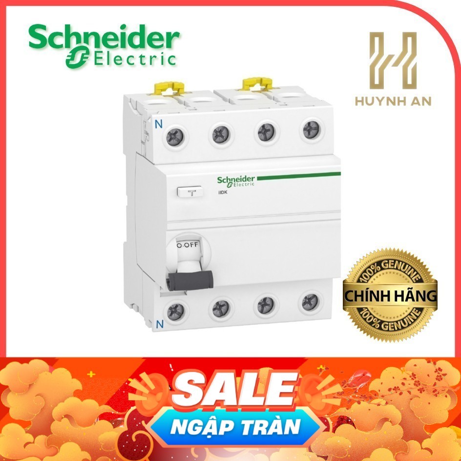 Cầu dao chống dòng rò RCCB 4P - 4.5kA - 30mA - 400VAC - Acti 9 iID K - Schneider Electric - A9R50425