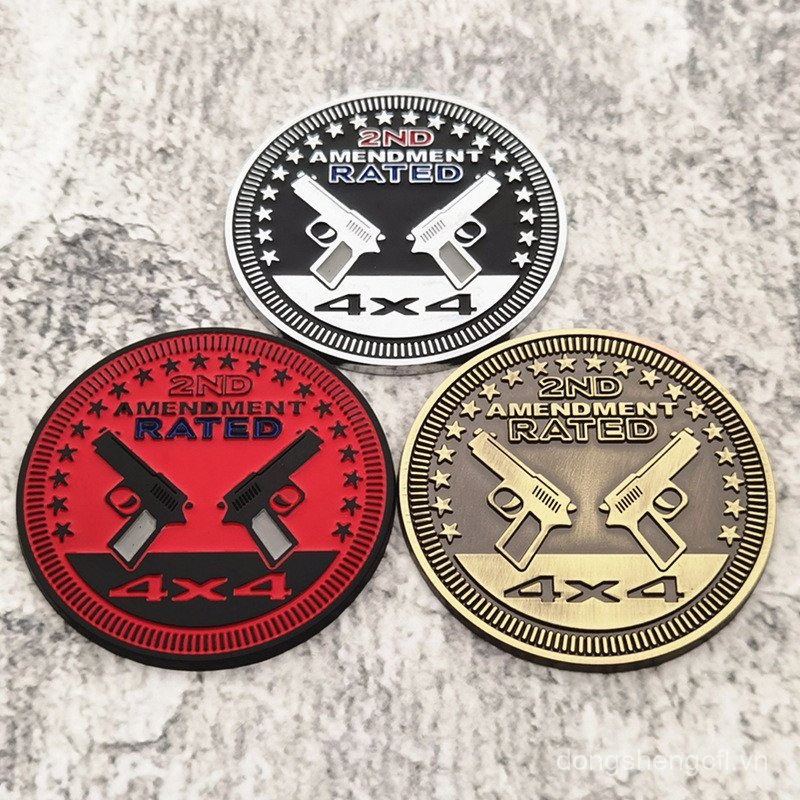 Nhãn dán thân kim loại 4X4RATED 2ND AMENDMENT Ổ đĩa bốn bánh Kim loại Nhãn bên Nhãn đuôi