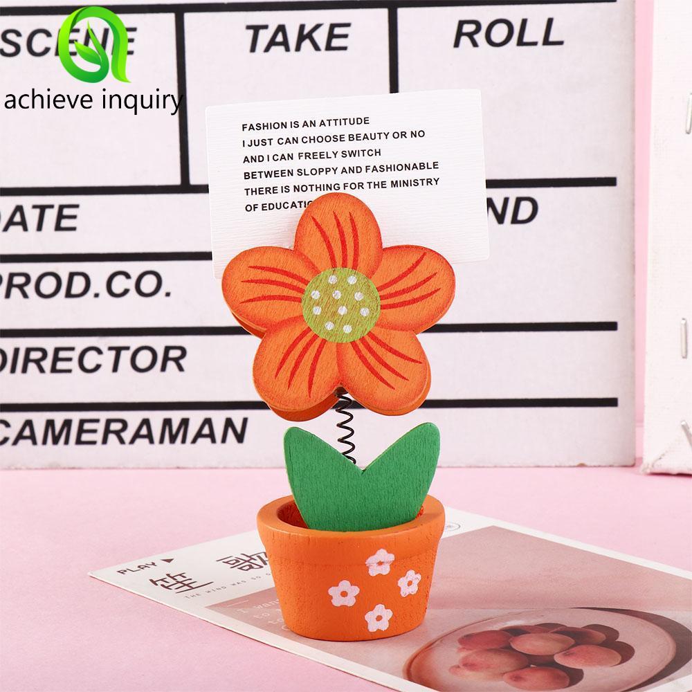 ACHIEVE INQUIRY Flower Note Holder Phim hoạt hình bằng gỗ Messege Stander Ảnh Stander Máy tính để bà