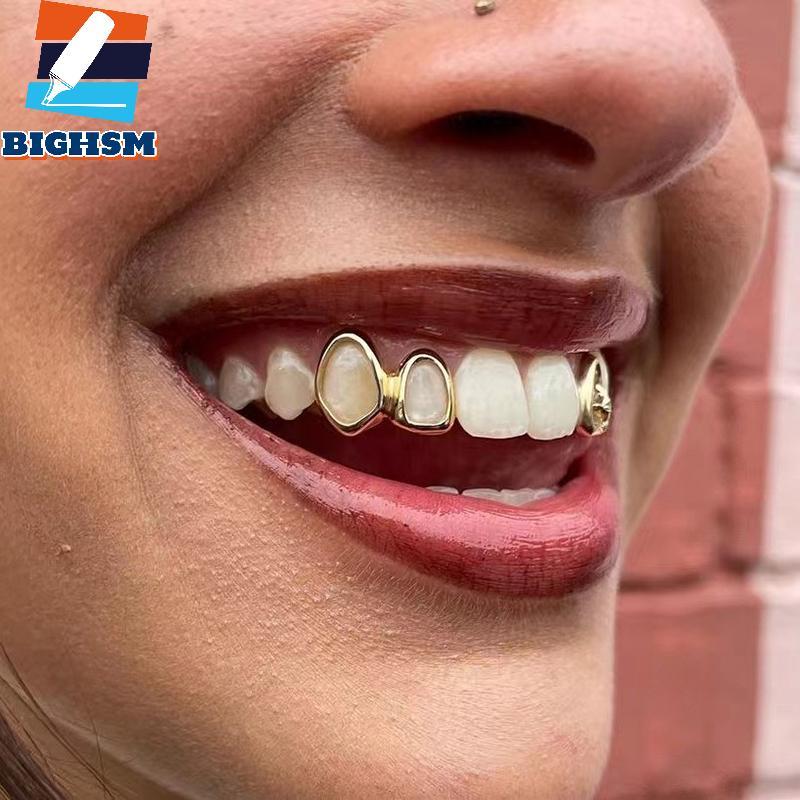 [BIGHSM] 1 Miếng Màu Vàng Hàng Ngày Đeo Răng Trang Sức Grillz Hip Hop Rỗng Trái Tim Răng Grillz Dành