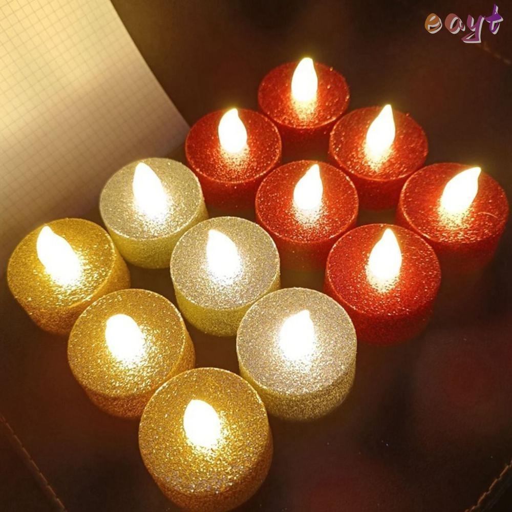 EAYT Nến Không Ngọn Lửa Chạy Bằng Pin Diwali Ánh Sáng Ấm Áp Dễ Thương 12 Cái / bộ Tiệc, Cầu Hôn, Bố 