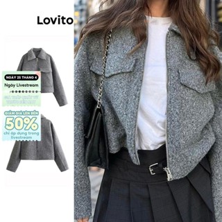  Lovito Áo khoác thông thường có dây kéo trơn cho nữ LNL54290 