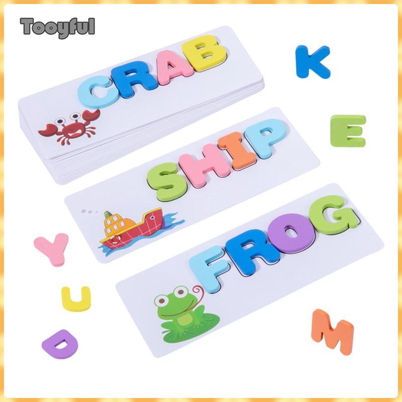Khối bảng chữ cái bằng gỗ Tooyful với 52 khối bảng chữ cái và 24 thẻ đôi cho