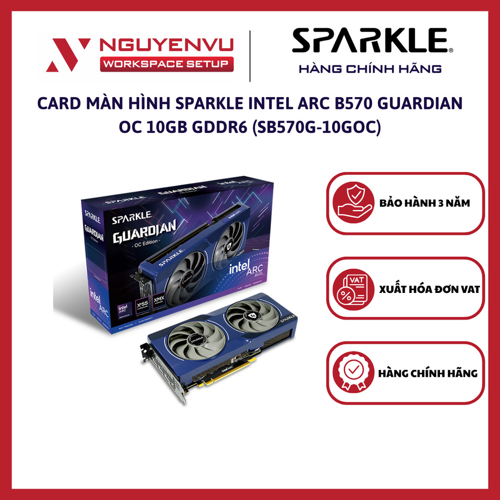 [GIÁ TỐT THÁNG 1] Card màn hình SPARKLE Intel Arc B570 GUARDIAN OC 10GB GDDR6 (SB570G-10GOC) - Hàng 