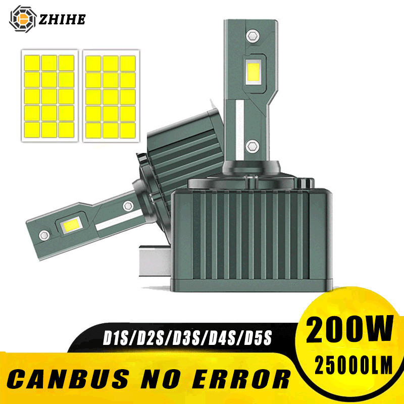 2 Chiếc D3S LED D1S 200W Đèn Pha Canbus Bóng Đèn D4S D2S D8S D1R D2R D3R Đèn LED Ô Tô Siêu Sáng 2500