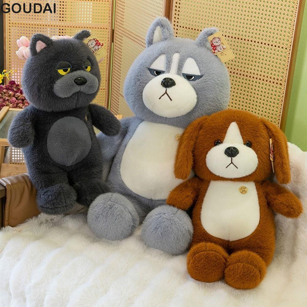 GOUDAI Ngồi Chó Sang Trọng Đồ Chơi, Búp Bê Sang Trọng Sói Xám Lười Lông Tơ, Đồ Chơi Raccon Sang Trọn