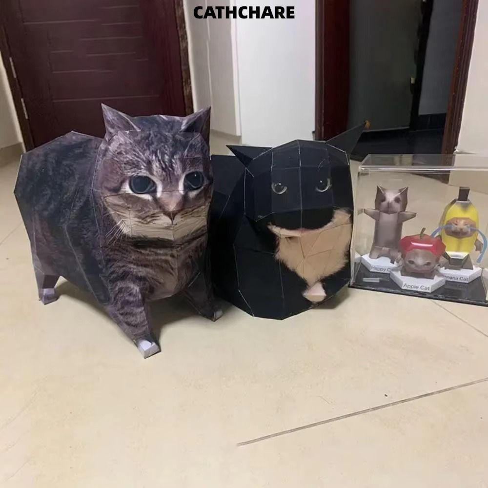 CATCHARE294 Oiiiao Cat Paper Model, Lớn Maxwell Cat Kitten Stereo Origami, Quà Tặng Wondering Kitten