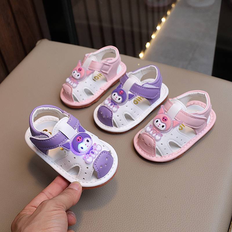 Summer New Baby Sandals Girls Baby Shoes Squeaky Shoes Cartoon Light Shoes Toddler Shoes Y8Dc