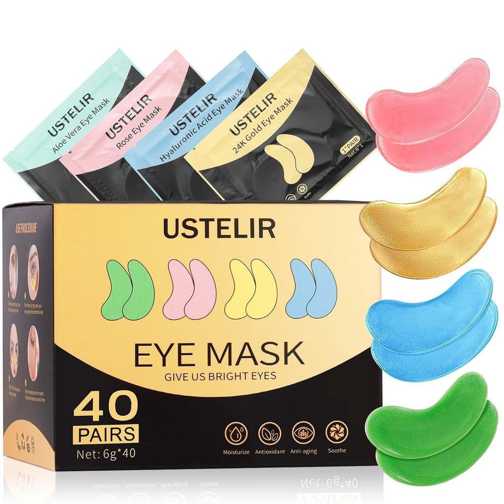 UnderEyePatches, 40 MặtEyeMaskforDarkCircles, PuffyEyes, UndereyeBags, Nếp nhăn, EyeMaskPatcheswith2