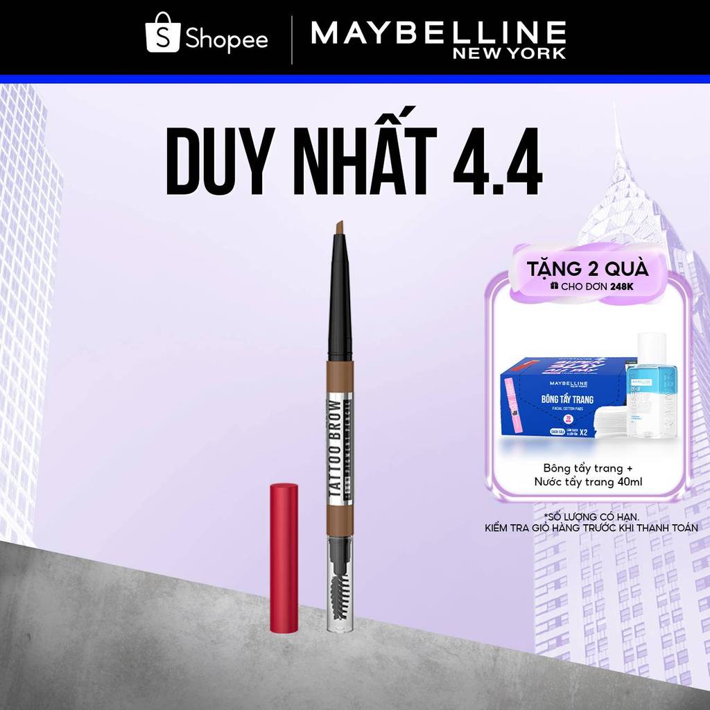 Chì Kẻ Mày 36H Lâu Trôi, Kháng Nước, Dễ Kẻ, Chuẩn Màu Tattoo Brow Maybelline New York Pigmented Pencil 0.25g | BigBuy360 - bigbuy360.vn