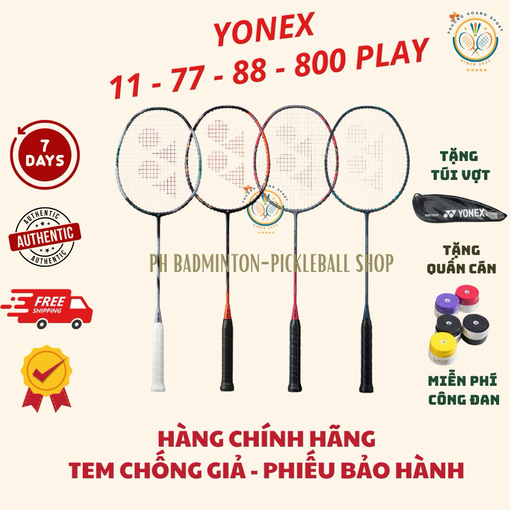 Vợt Cầu Lông Yonex Arcsaber 11-Astrox 77-88-99-Nanoflare-700-800 Play Chính Hãng [Đan cước-Tặng túi+
