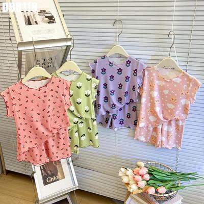 Đồ Bộ Cộc Tay Viền Bèo Họa Tiết Cho Bé Gái MINT'S CLOSET Vải Thun Tăm Mát Mẻ 1-8 Tuổi - DB8118