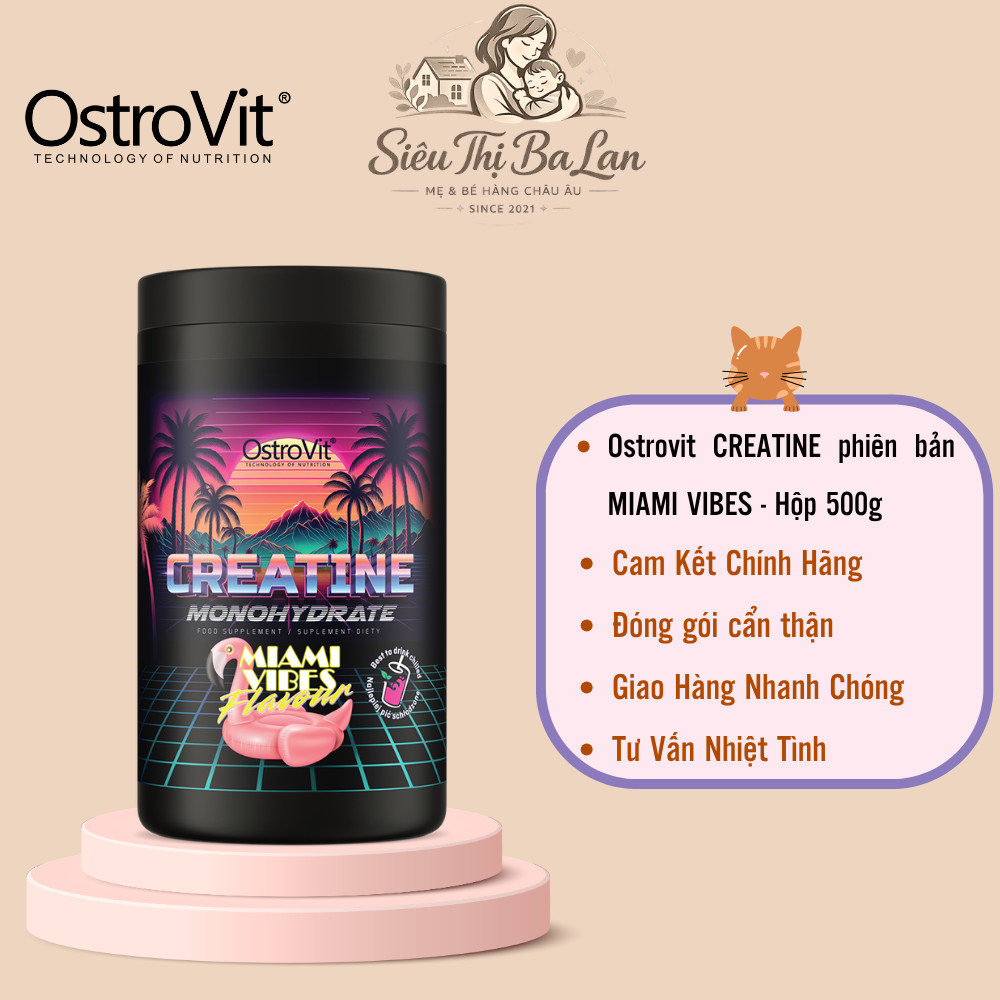 [Bản Ba Lan] Ostrovit Creatine Monohydrate 500g vị Miami Vibes - Tăng sức bền sức mạnh cơ bắp