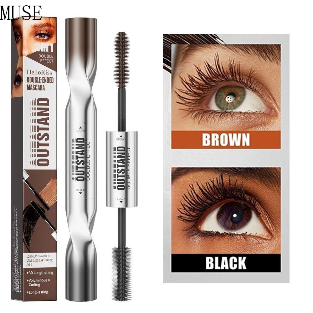 MUSE Mascara hai đầu, Mascara uốn tóc 3D chống thấm nước kéo dài mi, Trang điểm cần thiết Nối mi dài