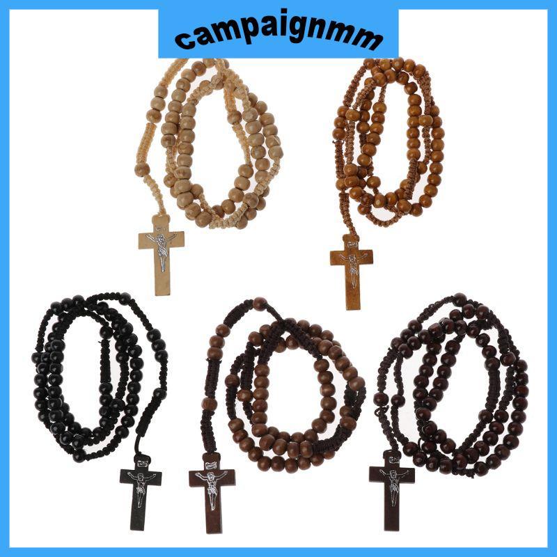 Beads Rosary Necklaces with Jesus Imprint for Cross Religious Jesus Jewel