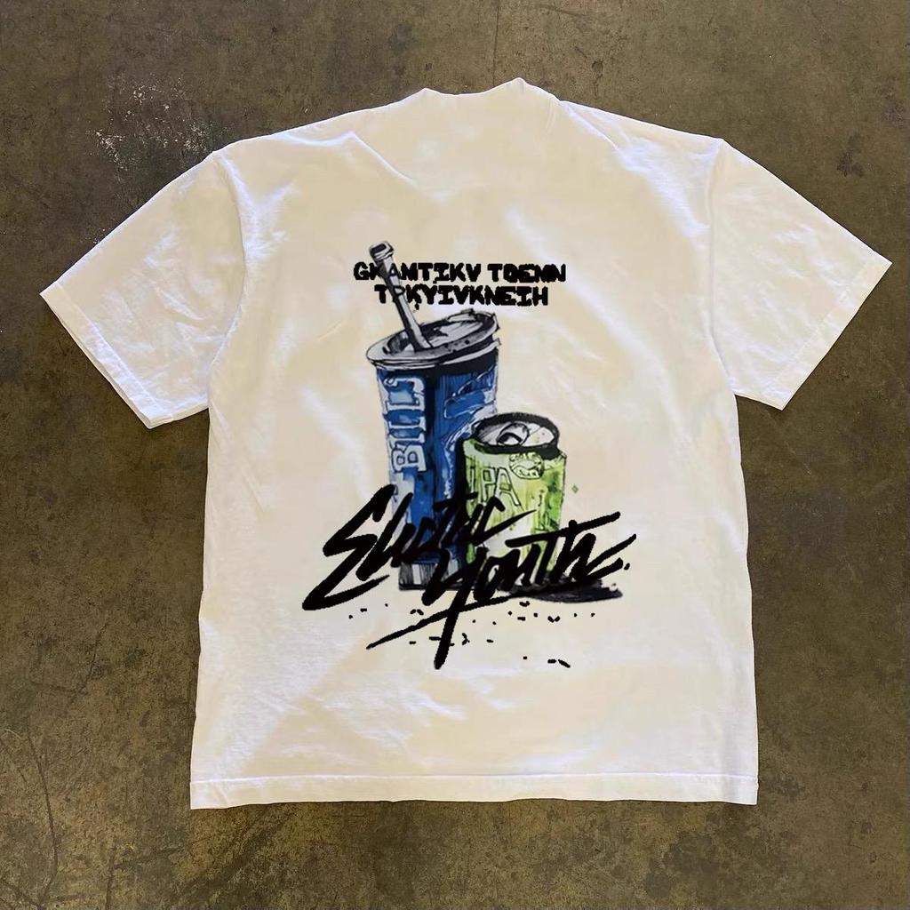 Áo Thun Họa Tiết Lon Nước &Cốc Uống Vẽ Tay Phong Cách Graffiti -Cotton Cao Cấp,Form Unisex,Thiết Kế Vui Nhộn & Đường Phố | BigBuy360 - bigbuy360.vn