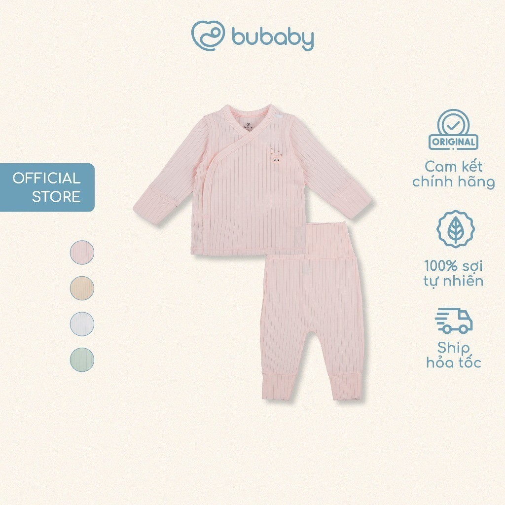 Bubaby° (NB-3M) Bộ dài tay cài chéo bao tay chân lật Bubaby Modal - BMD110800 | Quần áo
