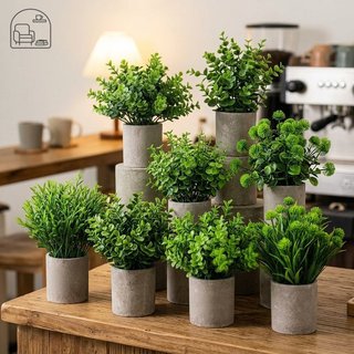 cây giả để bàn cây nhựa trang trí decor văn phòng quán cafe nhà cửa chậu trắng xanh bền đẹp