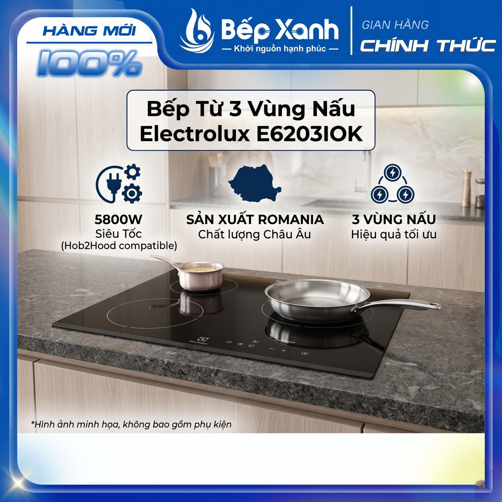 Bếp Từ 3 Vùng Nấu Electrolux E6203IOK - 5800W - Sản xuất Romania