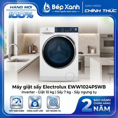 [FREESHIP HCM] Máy giặt sấy Electrolux EWW1024P5WB - Inverter - Giặt 10 kg + sấy 7 kg - Sấy ngưng tụ