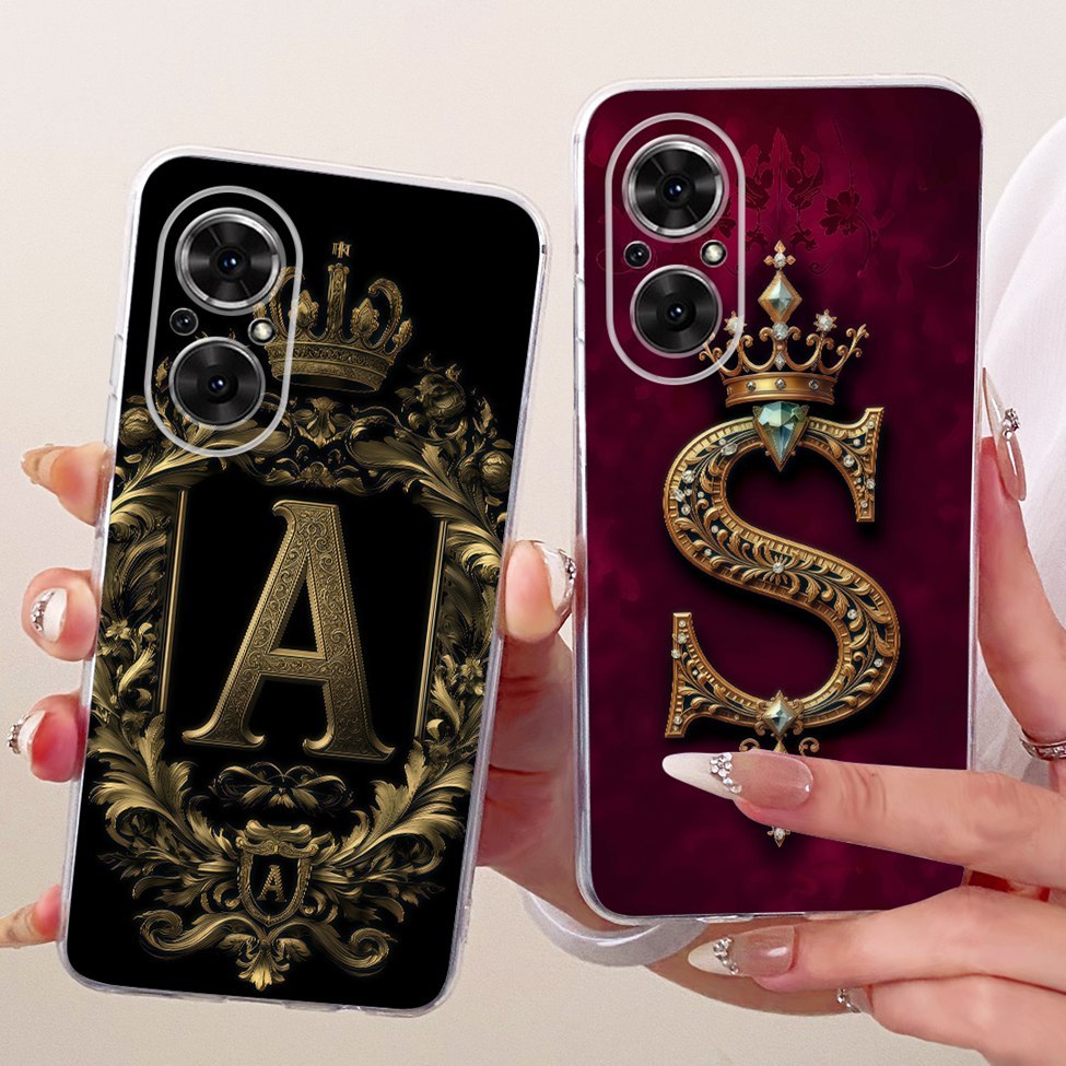 Ốp lưng Honor 50 SE Vỏ trong suốt sang trọng Crown A-Z Chữ 2D Vỏ mềm sơn Honor JLH-AN00