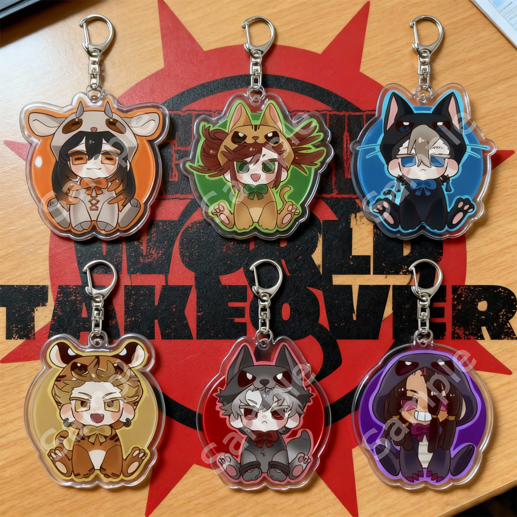 Anime GACHIAKUTA Rudo Enjin Zanka Riyo Jabber 6CM Acrylic Keychain KeyRing Pendant Chains for Access