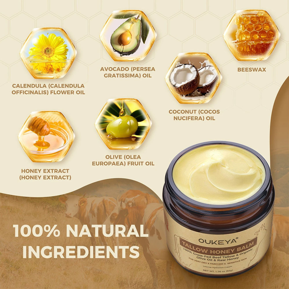 Moisturize Tallow Honey Balm Tallow Face Moisturizer Beef Tallow Face Cream Body Lotion - 50g