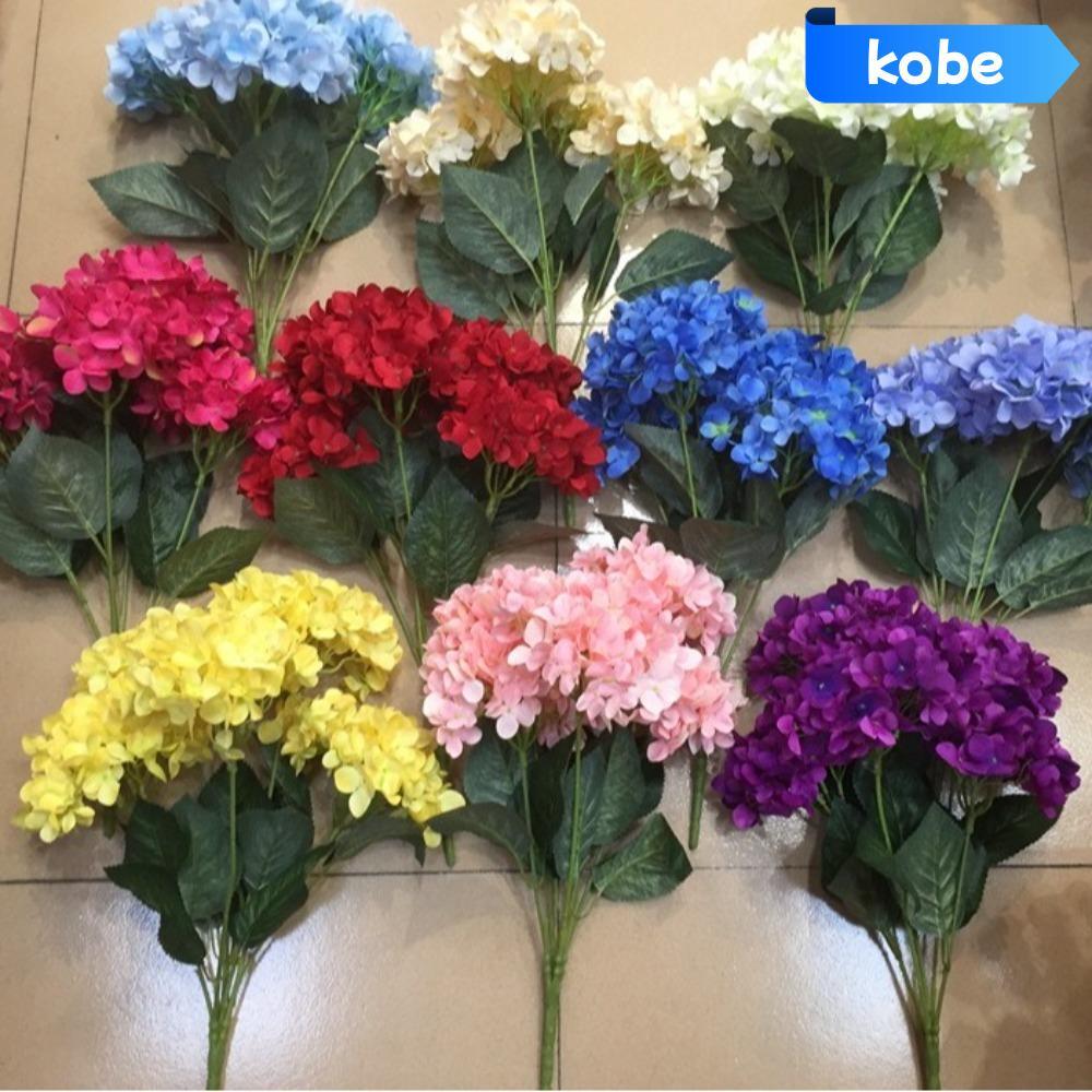 Hoa cẩm tú cầu nhân tạo KOBE, 5 đầu hoa cẩm tú cầu giả DIY, Bó hoa cẩm tú cầu cô dâu cỡ lớn bằng lụa