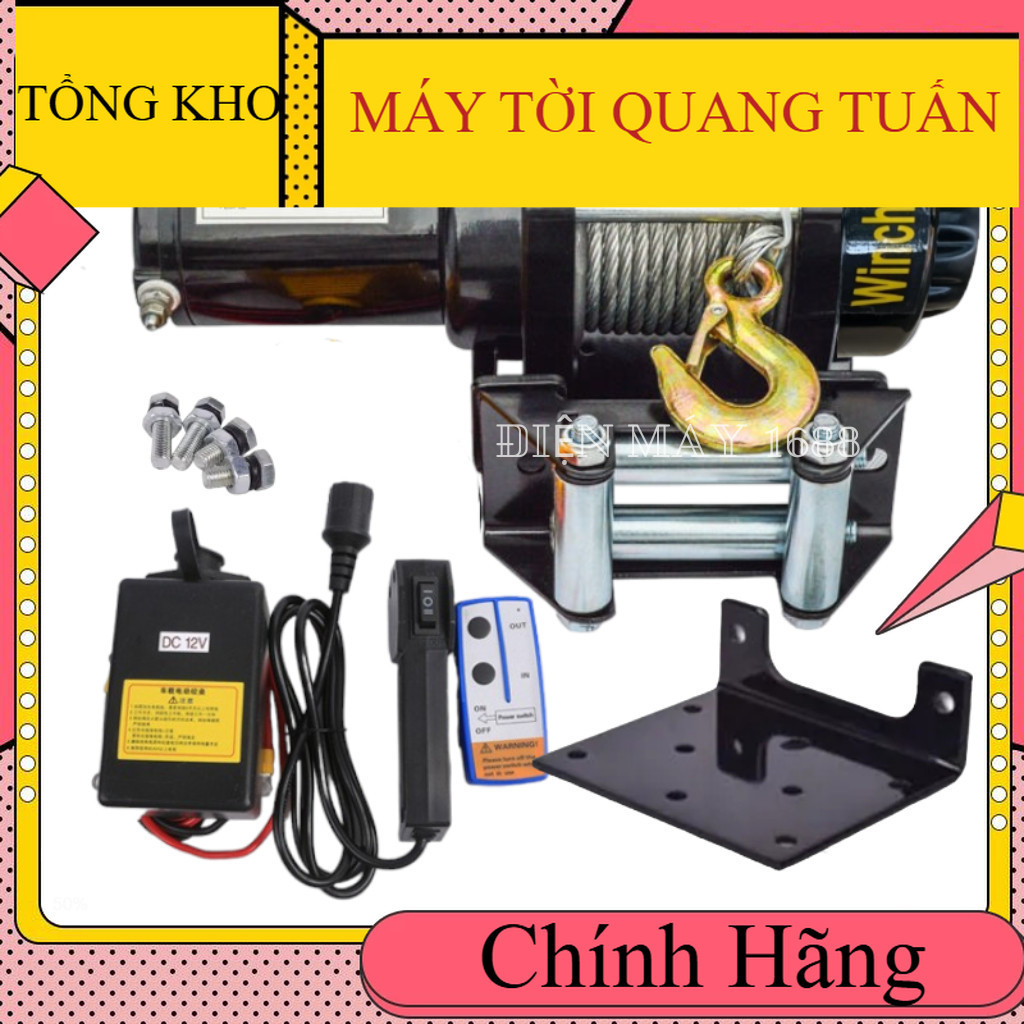 Tời điện 12v, 24v ắc quy  4500lbs có điều khiển từ xa