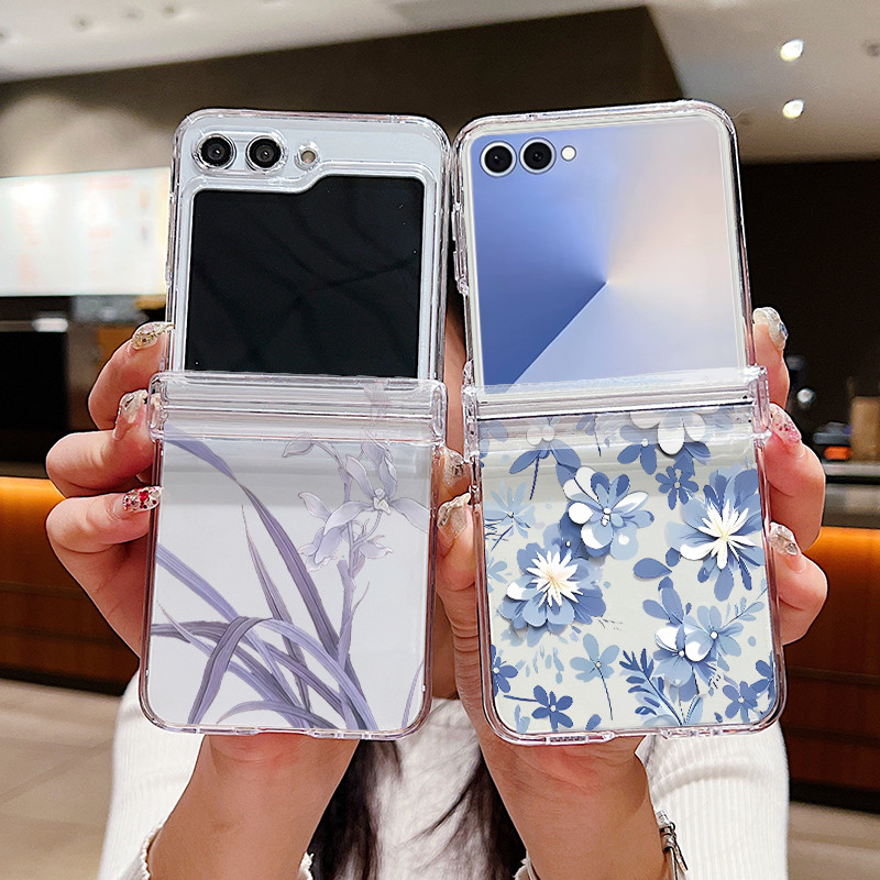Hoa Trong Suốt Ốp Lưng Điện Thoại Samsung Galaxy Z Flip 7 Flip 7FE Flip 6 Flip 5 Flip 4 5G Full Bản 