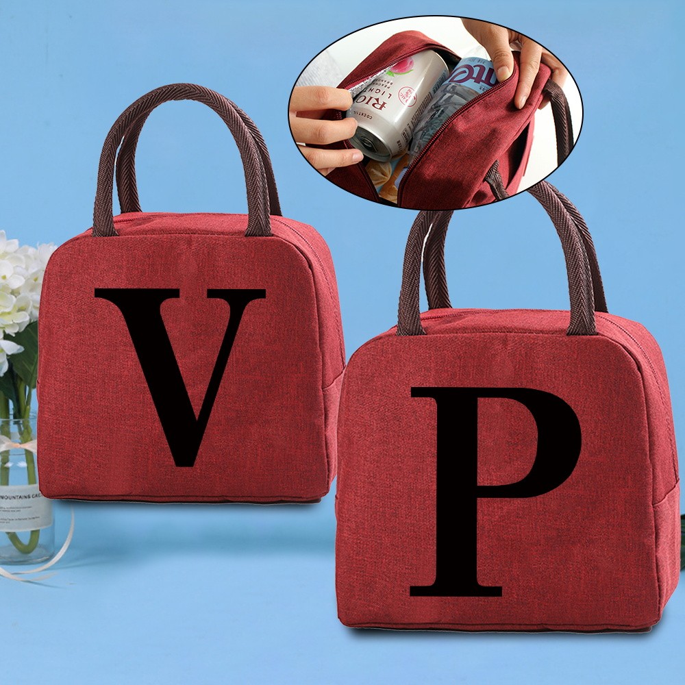 New Thermal Insulated Cooler Bags Women Lunch Bento Bag BBQ Meal Ice Zip Pack 26 Black Letter  Food 